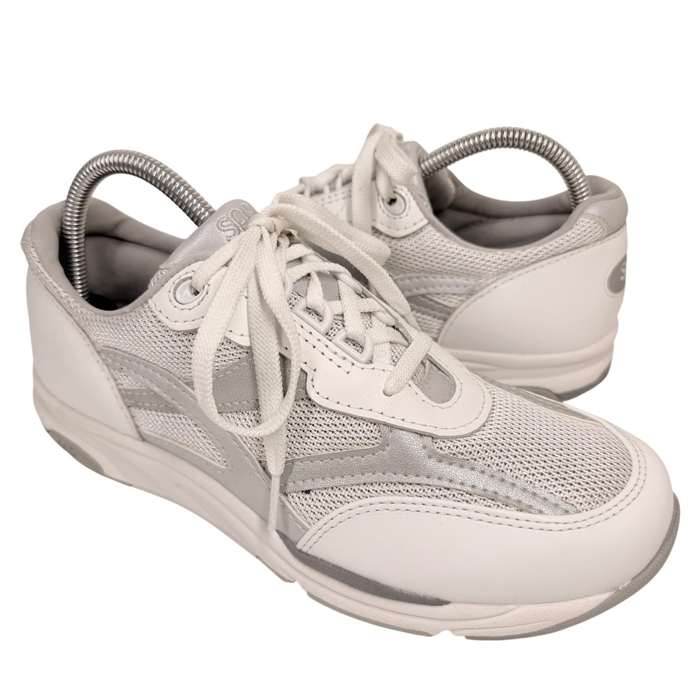 SAS Journey Mesh Sneakers Mens 8 M White Silver Walking Shoes Tripad *No Insoles